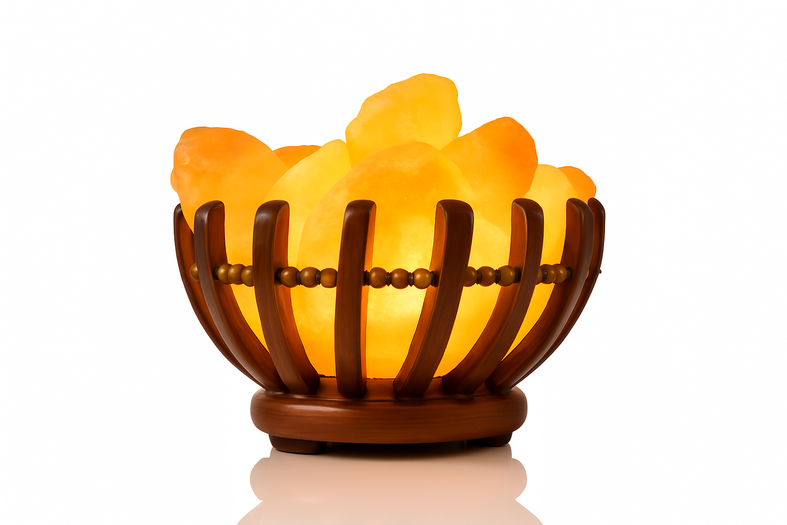 Pink Salt Wooden Basket Lamp