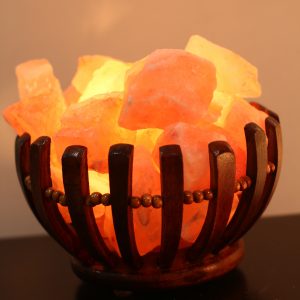 Pink Salt Wooden Basket Lamp