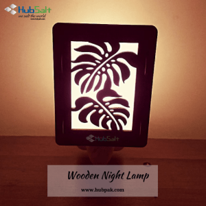 Wooden Carved Leaves Night Lamp