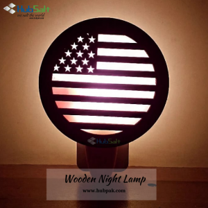 Wooden Carved US Flag Night Lamp